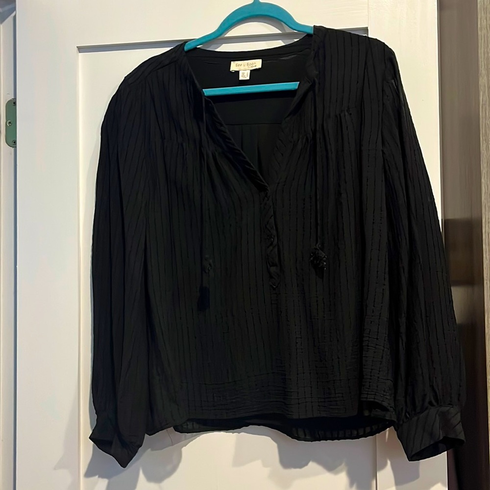 Black cotton peasant too w/liner
